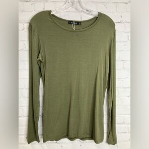 YALA  New Bamboo Moss Green Long Sleeve Crew Tee Size Medium